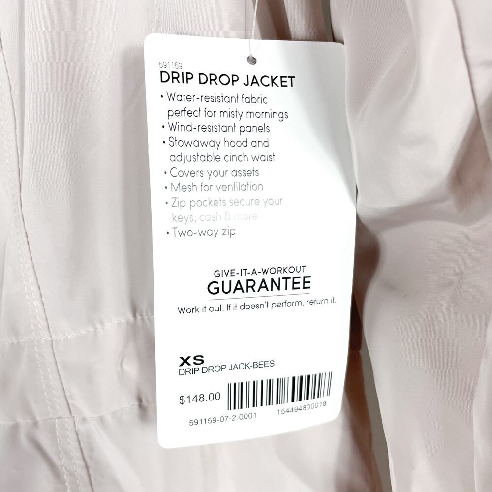Athleta Drip Drop Jacket Pink Full Zip Hooded Water Repellent Rain Coat‎ Sz XS - Picture 8 of 11